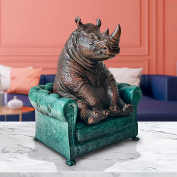 Rhino Sat with Hope (Bronze Sculpture, Small)
