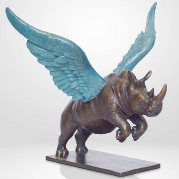 Up, Up and Away Rhino (Bronze Sculpture)