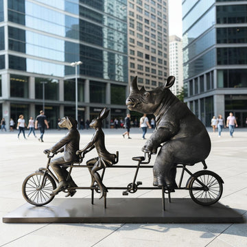 Rabbitwoman, Dogman, and the Northern White Rhino Journey Together for the Wild (Fibreglass Sculpture) (Copy)