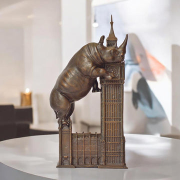 The Rhino Loved Big Ben (Bronze Sculpture, Small)