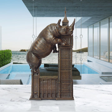 The Rhino Loved Big Ben (Bronze Sculpture, Small)