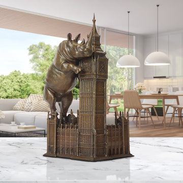 The Rhino Loved Big Ben (Bronze Sculpture, Small)