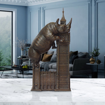 The Rhino Loved Big Ben (Bronze Sculpture, Small)