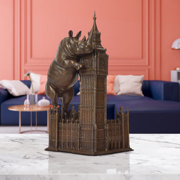 The Rhino Loved Big Ben (Bronze Sculpture, Small)