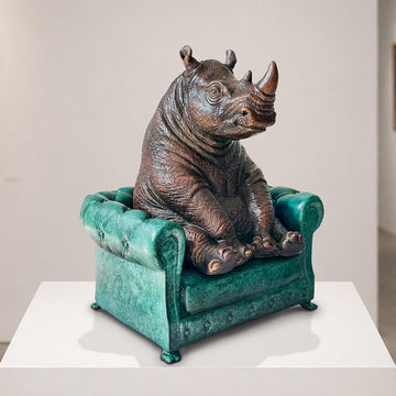 Rhino Sat with Hope (Bronze Sculpture, Small)