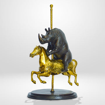 Rhino Goes Round and Round (Bronze Sculpture, Small)