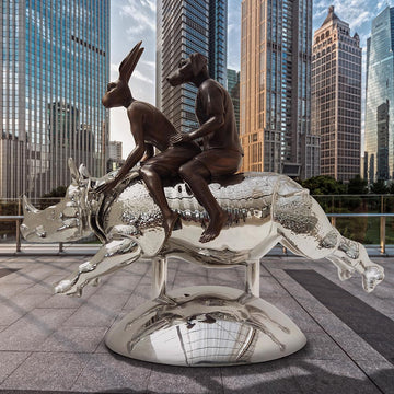 Rhino Flying High (Bronze Sculpture)