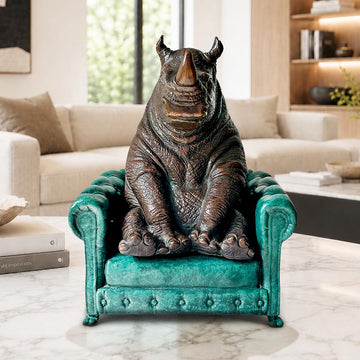 Rhino Sat with Hope (Bronze Sculpture, Small)