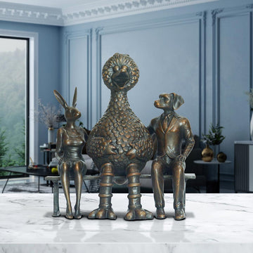 Big Bird Loves Rabbitwoman and Dogman (Bronze Sculpture, Small)