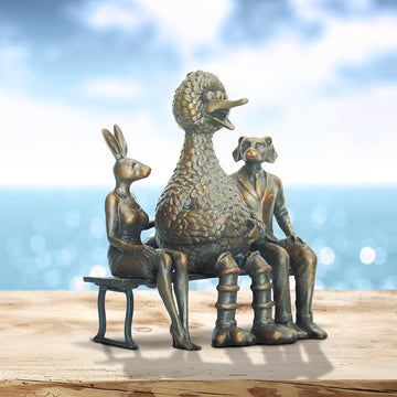 Big Bird Loves Rabbitwoman and Dogman (Bronze Sculpture, Small)