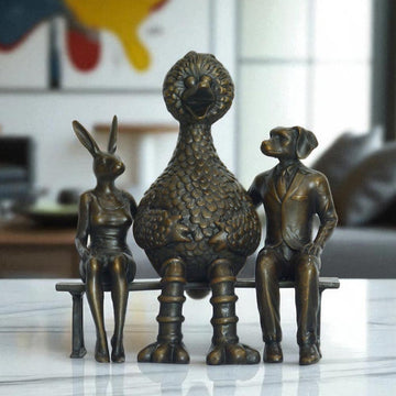 Big Bird Loves Rabbitwoman and Dogman (Bronze Sculpture, Small)