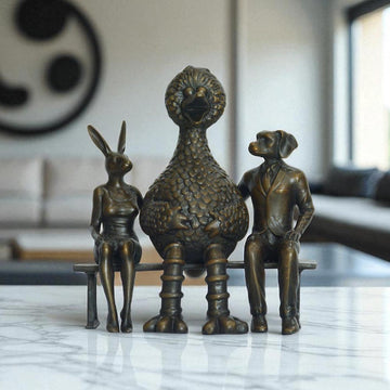 Big Bird Loves Rabbitwoman and Dogman (Bronze Sculpture, Small)