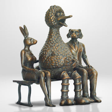 Big Bird Loves Rabbitwoman and Dogman (Bronze Sculpture, Small)