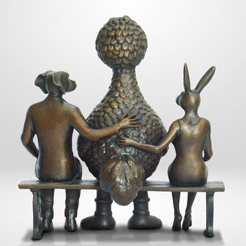 Big Bird Loves Rabbitwoman and Dogman (Bronze Sculpture, Small)