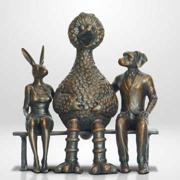 Big Bird Loves Rabbitwoman and Dogman (Bronze Sculpture, Small)