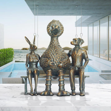 Big Bird Loves Rabbitwoman and Dogman (Bronze Sculpture, Small)