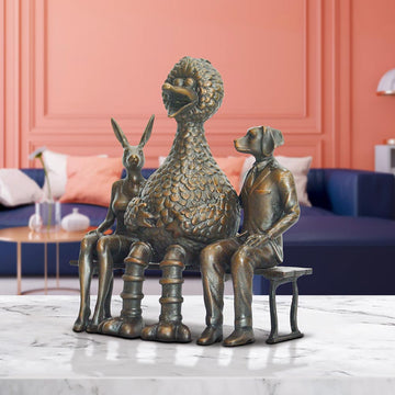 Big Bird Loves Rabbitwoman and Dogman (Bronze Sculpture, Small)