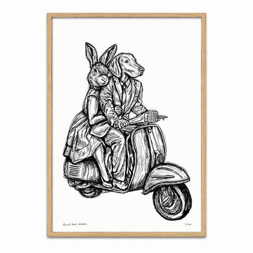 Rabbitwoman and Dogman Break the Speed Limit (Print)