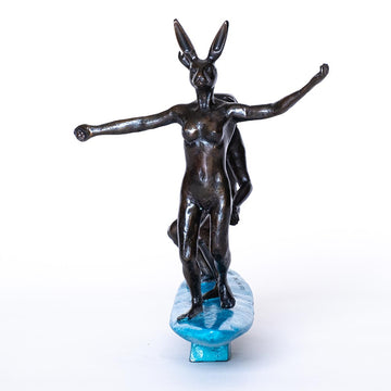 They Surfed a Pipeline Together (Bronze Sculpture, Miniature Collection)