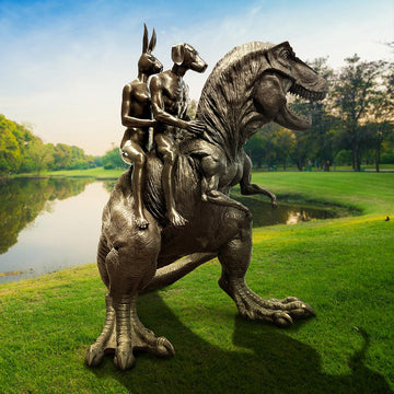 The Huge T-Rex Riders (Bronze Sculpture)