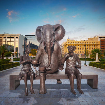 The Teatime Bench (Bronze Sculpture)