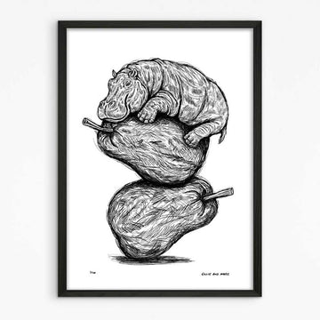 The Pearfect Hippo (Giclee Canvas Print)