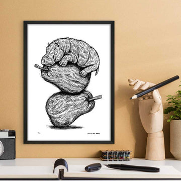 The Pearfect Hippo (Giclee Canvas Print)