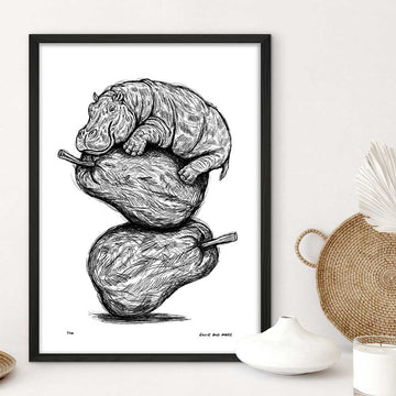 The Pearfect Hippo (Giclee Canvas Print)
