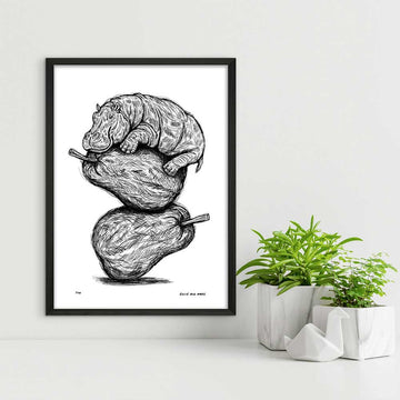 The Pearfect Hippo (Giclee Canvas Print)