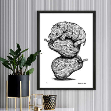 The Pearfect Hippo (Giclee Canvas Print)