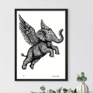 The Elephant Was Flying Very High (Giclee Canvas Print)