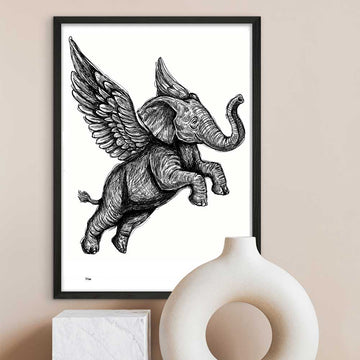 The Elephant Was Flying Very High (Giclee Canvas Print)
