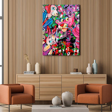The Adventures of Dogman, Rabbitwoman and the Pink Panther (Original Painting)