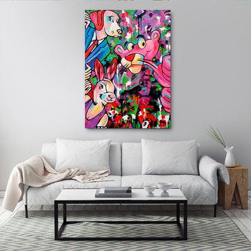 The Adventures of Dogman, Rabbitwoman and the Pink Panther (Original Painting)