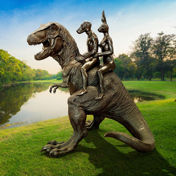 The Huge T-Rex Riders (Bronze Sculpture)