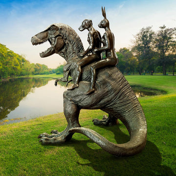 The Huge T-Rex Riders (Bronze Sculpture)
