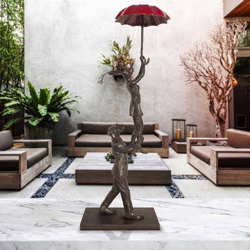The Umbrella Flyers (Bronze Sculpture, Miniature Collection)