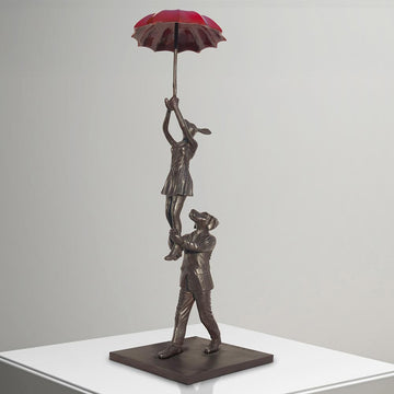 The Umbrella Flyers (Bronze Sculpture, Miniature Collection)