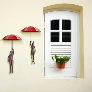 Up Up and Away With Red Umbrella (Bronze Sculpture)