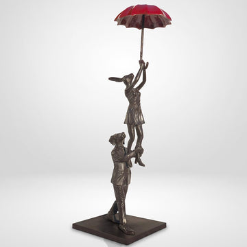 The Umbrella Flyers (Bronze Sculpture, Miniature Collection)