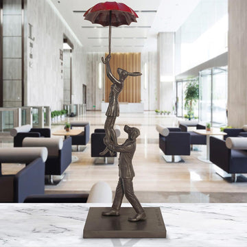 The Umbrella Flyers (Bronze Sculpture, Miniature Collection)