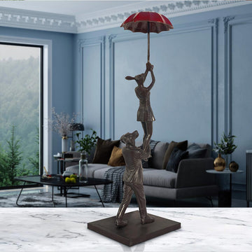 The Umbrella Flyers (Bronze Sculpture, Miniature Collection)