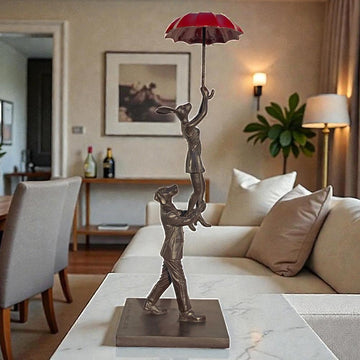 The Umbrella Flyers (Bronze Sculpture, Miniature Collection)