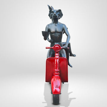 Joyful Vespa Riders (Bronze Sculpture)