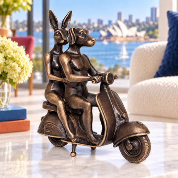 The Vespa Riders Forever (Bronze Sculpture, Miniature)