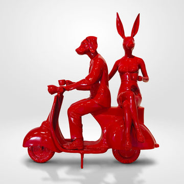 The Red Vespa Riders (Aluminium Sculpture)