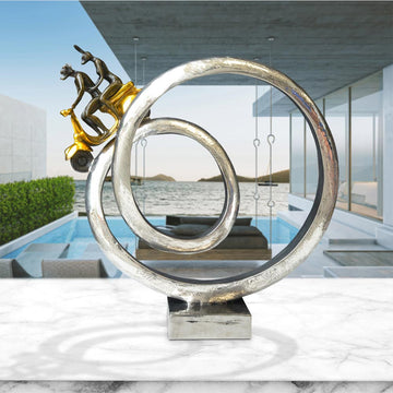Authentic Vespa Riders Go Round The World (Bronze Sculpture)