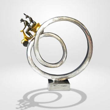 Authentic Vespa Riders Go Round The World (Bronze Sculpture)