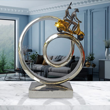 Authentic Vespa Riders Go Round The World (Bronze Sculpture)
