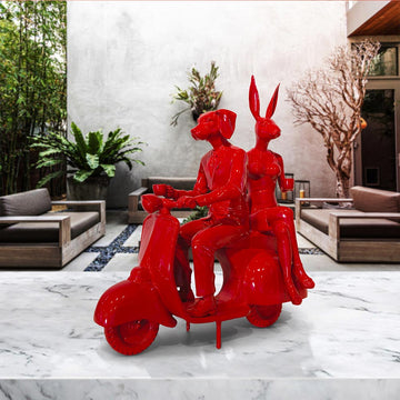The Red Vespa Riders (Aluminium Sculpture)